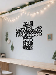 Indoor Outdoor Christian Decor - Jesus Cross Metal Wall Art for Home, Church & Courtyard