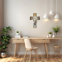 Cross for Wall Christian Wooden Home Decor Retro Blessed Church Hanger Decoration for Christmas Entryway Hallway Bedroom Office