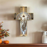 Cross for Wall Christian Wooden Home Decor Retro Blessed Church Hanger Decoration for Christmas Entryway Hallway Bedroom Office