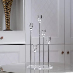 10pcs Acrylic 5 Arms Candle Holder Transparent Candelabra Table Centerpieces Wedding Living Room Home Holiday Decoration