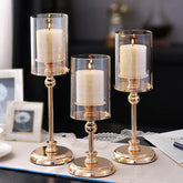 1PC Luxury Table Soft Decoration Decoration European-Style Candlelight Dinner Crystal Metal Candle Holder