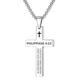 Christian Bible Verse Cross Pendant Necklace Stainless Steel Religious Scripture Prayer Jewelry Gifts