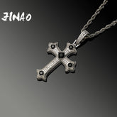 JINAO 2022 NEW European and American Style Colorful Cross Pendant High Quality Ice Cravejado AAA+ Cubic Zircon Jewelry For Gift