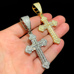 2025 New Arrived Iced Out Bling Sparking 5A Cubic Zirconia CZ Cross Pendant Tennis Chain Necklaces For Men Hip Hop Jewelry Gifts