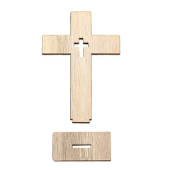 6PCS Wooden Cross Ornament Christian Symbol DIY Craft Decor Natural Wood Standing Cross for Church Home Prayer Festival Gift
