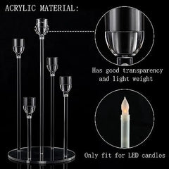 10pcs Acrylic 5 Arms Candle Holder Transparent Candelabra Table Centerpieces Wedding Living Room Home Holiday Decoration