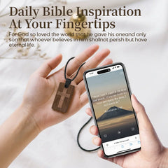 NFC Bible Necklace Cross Necklace  Tap to display Daily Bible Verse Wooden Faith Necklace Christian Daily Bible Verse