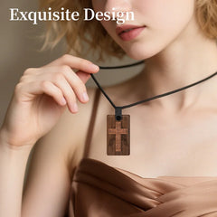 NFC Bible Necklace Cross Necklace  Tap to display Daily Bible Verse Wooden Faith Necklace Christian Daily Bible Verse