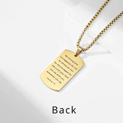 Joshua 1:9 Bible Men's Necklace Dog Tag Cross Pendant Stainless Steel Scripture Religlious Necklaces for Men Male