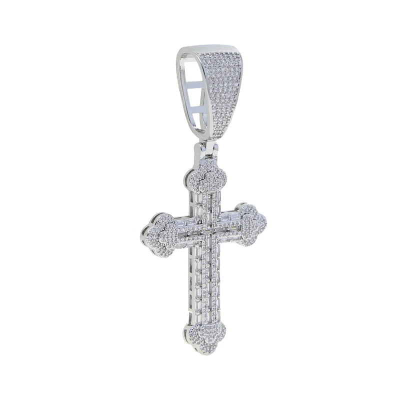 2025 New Arrived Iced Out Bling Sparking 5A Cubic Zirconia CZ Cross Pendant Tennis Chain Necklaces For Men Hip Hop Jewelry Gifts